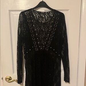 Vintage Zara Black Floral Lace Intimate overlay maxi dress
